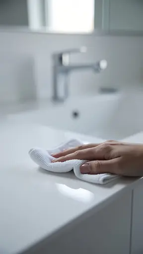 mains posées sur la poitrine dans une cuisine calme ambiance douce et naturelle