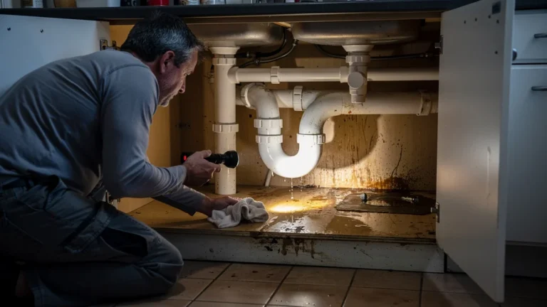 Fuite sous siphon à Nantes : diagnostic maison d’une fuite sous évier en cuisine