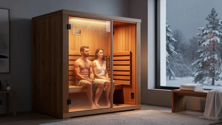 Test du sauna infrarouge 2 places FinnSpa pendant 8 semaines d’hiver, intérieur chaleureux et ambiance cocooning