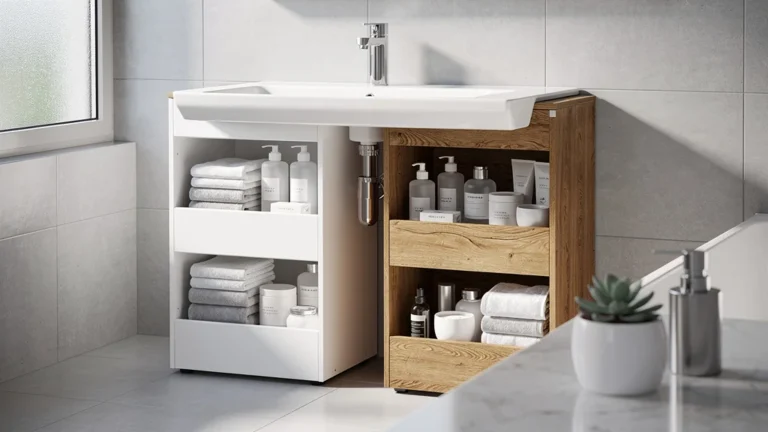 Test comparatif de système de rangement modulable sous vasque en MDF et contreplaqué hydrofuge