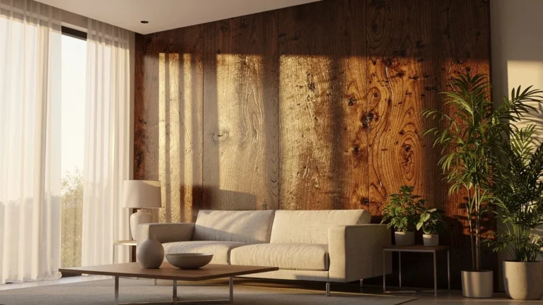 Intérieur moderne avec boiseries Mauris élégantes, ambiance chaleureuse et naturelle pour l'aménagement bien-être